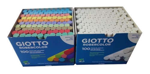 Combo Tiza Giotto 100 Tizas Blancas + 100 Tizas Color Surtid