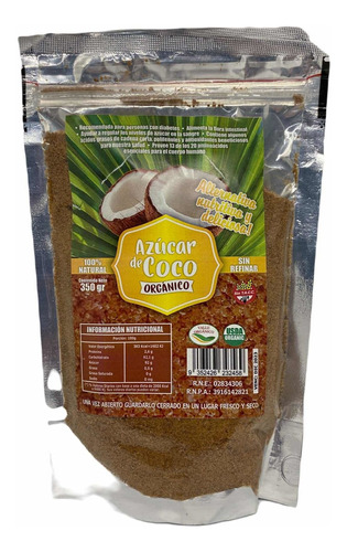 Azúcar De Coco Orgánico Sin Refinar 350gr