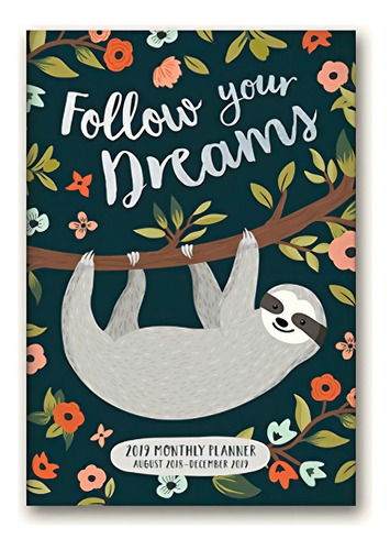 Planificador De Bolsillo Mensual, 2018-2019 Año 2019 Portada Multicolor Follow Your Dreams