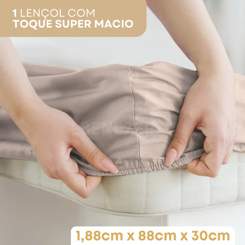 Jogo De Cama Solteiro 2 Peças 400 Fios Ponto Palito Toque Suave C/ Elástico Caqui