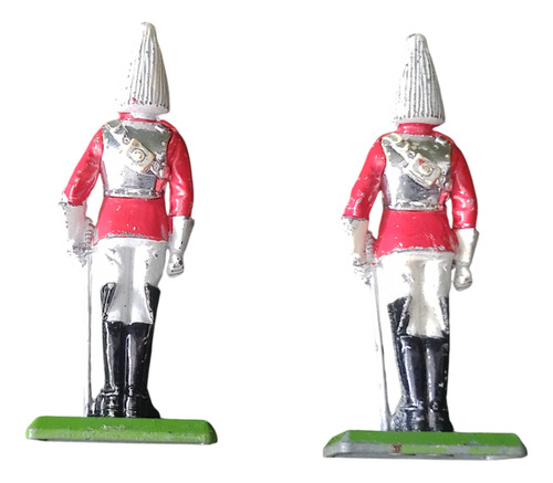2 Figura De Plomo W. Britains 1973 Coraceros De La Guardia Rojo (Usado)