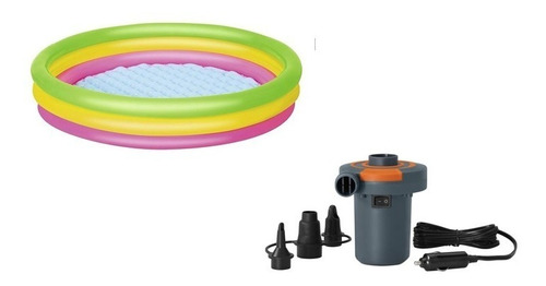 Combo Alberca Colchonada Inflable + Bomba Electrica Bestway