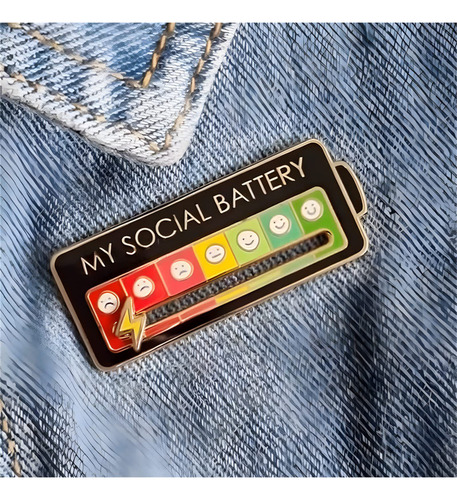 Broche Esmaltado Negro P My Social Battery 7 Moods, 10 Unida