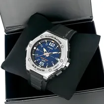 Comprar Reloj Casio para hombre Iluminator MWA-100h 2av, correa azul, color negro, bisel, color plateado