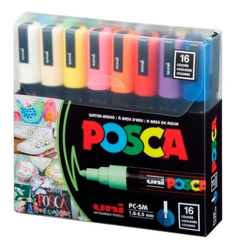 Posca Plumones Pc-5m 1.8 - 2.5 Mm Tonos Básicos 16 Piezas