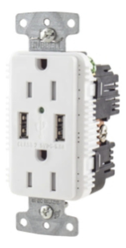 Contacto Dúplex Con 2 Puertos Usb, 15a 125v, 2 Polos, 3