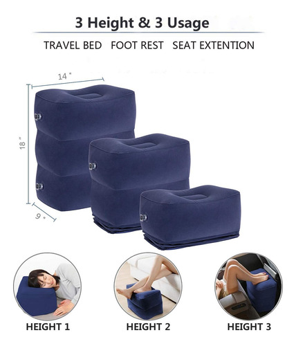 Almohada Inflable Para Reposapies De Viaje, Almohada De Altu