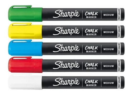 Set 5 Marcadores Tiza Sharpie Chalk Para Pizarra Y Vidrio