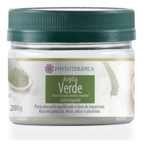 Argila Verde Para Rosto Adstringente 200g Phytoterapica