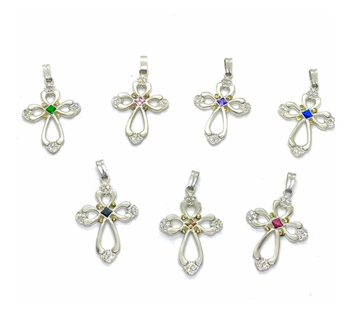 Cadena Almendrade Plata Con Cruz De Plata Y Oro.