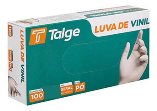 9 Cxs Luva Talge Em Vinil Com Pó - Tamanho P
