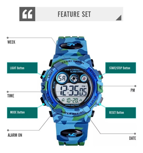 Reloj Deportivo Skmei 1547 Niños Sumergible Digital 3colores