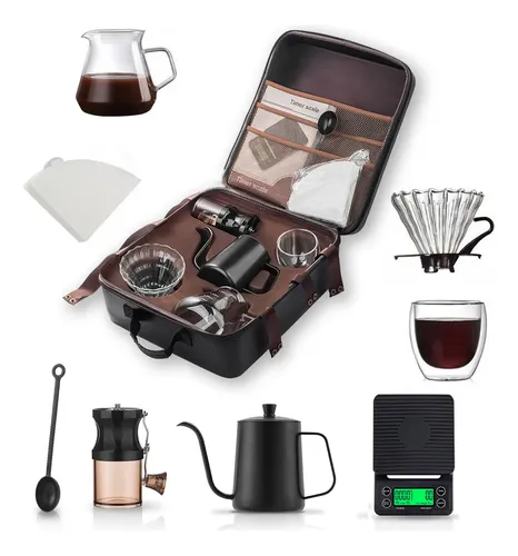 9 Piezas De Café Portátil Cafetera Manual De Camping De Viaj