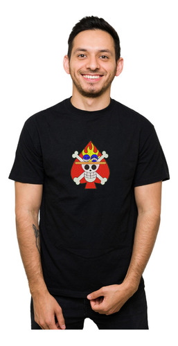 Playera Bordada Anime One Piece Bandera Ace