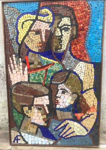 Cuadro Mosaico Mural Antiguo Firmado