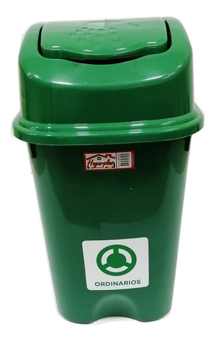 Caneca Plástica De 30 Litros Tapa Vaivén Para Reciclaje