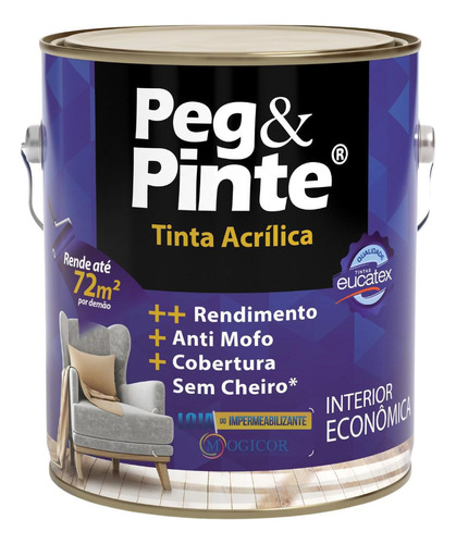 Tinta Peg&pinte Acrilico Fosco Cores 3,6l