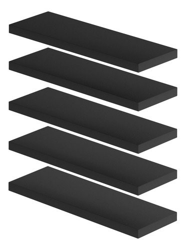 Kit 5 Prateleiras Suspensa Nicho Mdf Tamanho 30cm X 10cm Cor Preto