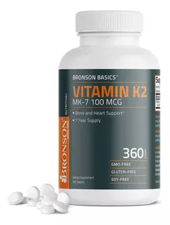 Vitamina K2 Mk7 M7 Menaquinona 100 Mcg 360 Pastillas