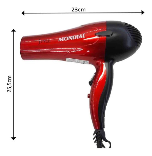 Secador De Cabelos Mondial Style Red 1200wts 220v + Prancha