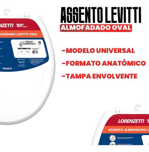 Assento Sanitário Oval Almofadado Levitti Lorenzetti Branco
