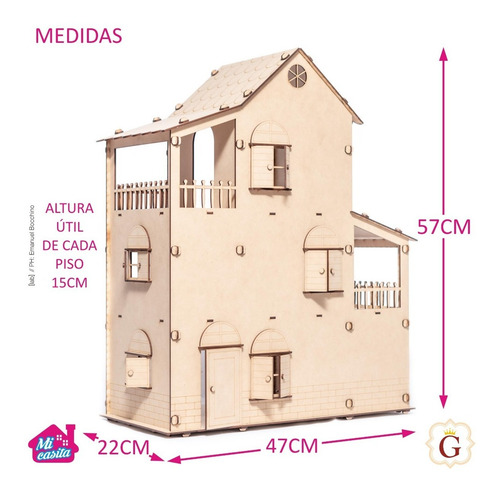 Casita Casa De Muñecas Lolita En Fibro Fácil Con Muebles