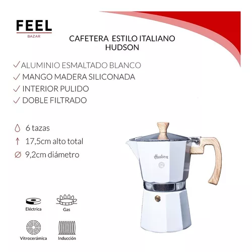 Cafetera Aluminio Esmaltado Blanca Tipo Italiana Induccion 9 Color Blanco —  Hudson Cocina