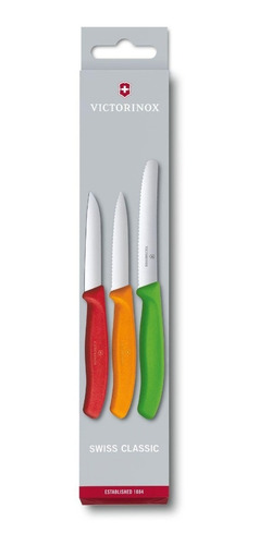 Victorinox Set De Cuchillos Mondadores Swiss Classic, 3 Piezas. Rojo / Naranja / Verde