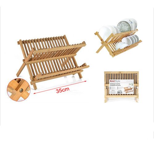 Escurreplatos De Bambu De 35 Cm Color Madera