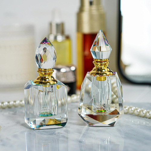 Yu Feng 2 Botellas De Perfume De Cristal Vintage Art Deco Va