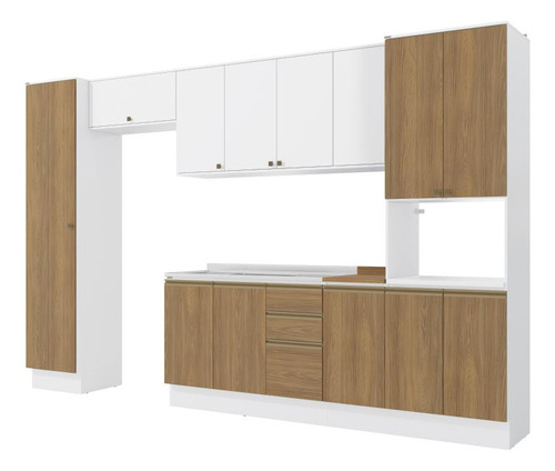 Cozinha Modulada Celeste Kappesberg 100% Mdf Nogueira 8 Pçs
