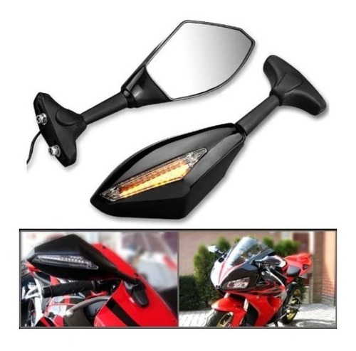 Imagen 2 de 5 de Espejos P/ Moto Con Luz Intermitente Marcador Suzuki Katana