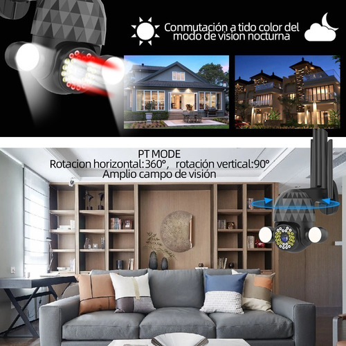 Imagen 6 de 8 de 3mp Cámara De Seguridad Decor Wifi Exterior Con Alarma
