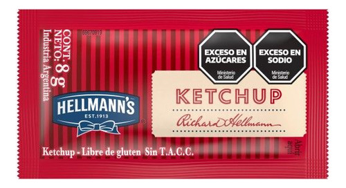 Ketchup Hellmanns 10 Cajas X 196 Sobres Individuales C/u