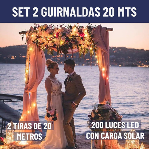 Guirnalda Solar Alambre Hada Maxwell Led Navidad Set 2 X 20m