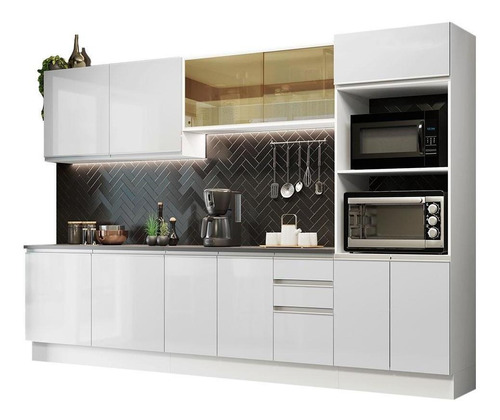 Cozinha Completa Mdf Madesa Acordes 310001 C Armá Balcão Bb Cor Branco