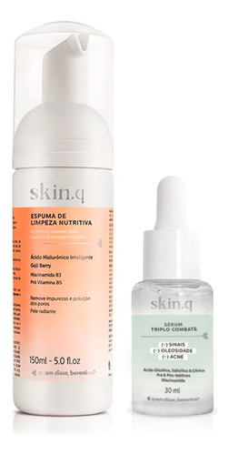 Kit Skin.q: Sérum Facial 30 Ml + Espuma De Limpeza 150ml Momento de aplicação Dia/Noite Tipo de pele Mista