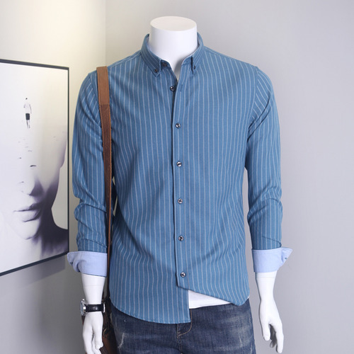 Camisa A Rayas Para Hombre, Camisa Esmerilada, Camisas Plus