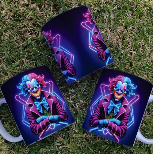 Taza Ceramica Joker Efecto Neón Blanco Taza Joker Efecto Neón