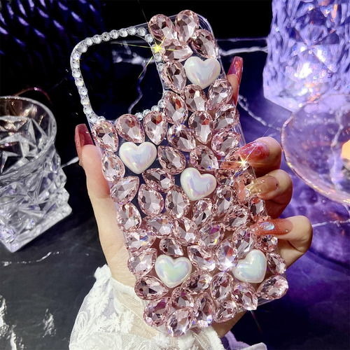 ////funda De Teléfono Para Redmi Note 14, 13, 12, 11, 10, Diamantes De Imitación Rosa Brillante, Colorida, Luz Que Fluye