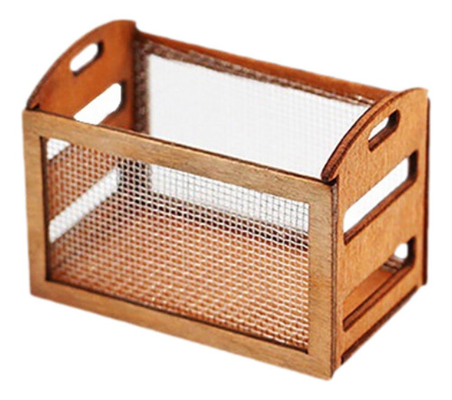 Mini Cesta De Madera Para Casa De Muñecas, Contenedor De