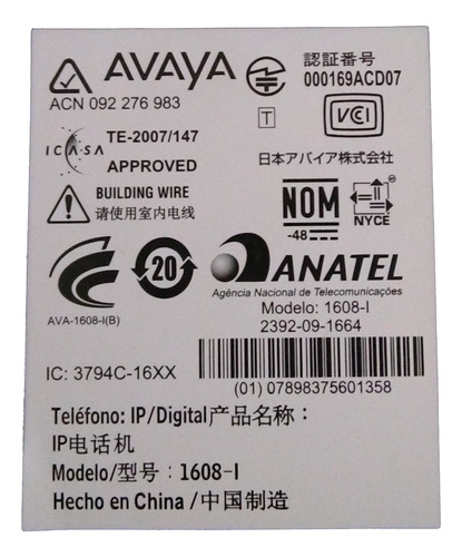 Teléfonos Avaya 1608-i. Para Redes/central Telefónica Ip (Usado)