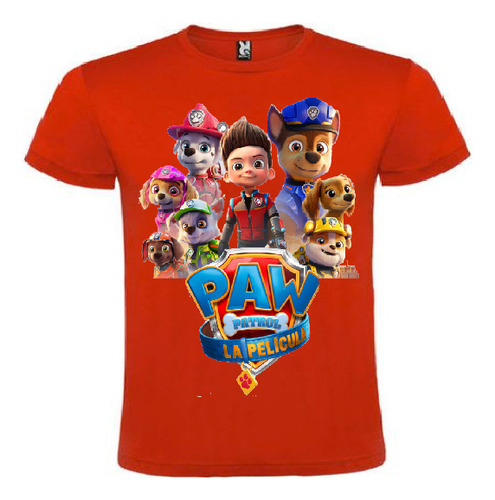 Polera Color Algodón 100% Niños Paw Patrol Pelicula