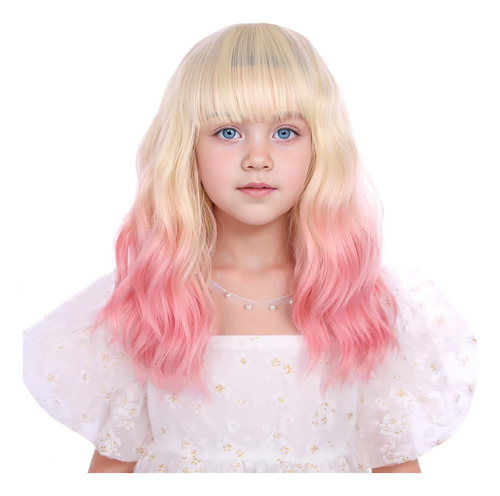 Peluca Infantil Rosa Rubia Edivd, Estilo Único Para Niñas