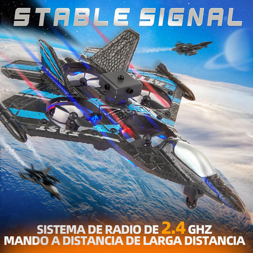 Lictin Drones Para Niños Avión Rc 2.4ghz De Combate Con Giro De 360°, Con Giroscopio De 6 Ejes Y Radar De Evitación De Obstáculos , Con Baterías Duales , Con Luces Led De Navegación De Colores Azules