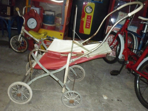 Antiguidades Carrinho De Bebê Antigo Pedalcar Triciclo Retrô