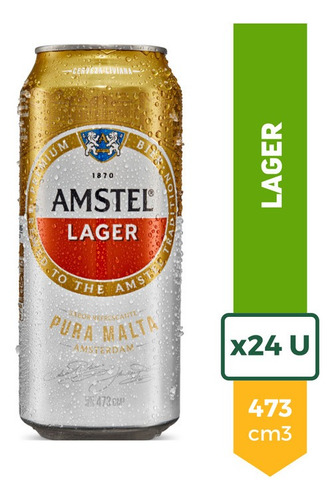 Cerveza Amstel Lager X 24 Latas 473cc 