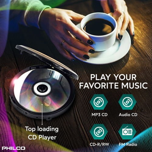 Leitor De Cd Portátil Philco Com Reprodução De Mp3 E Rádio F