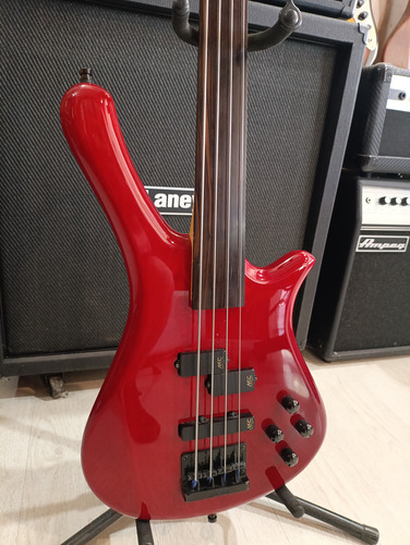 Bajo Rockbass Activo Fretless Inmaculado Diestro Rojo Laqueado 4 (Usado)