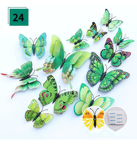 24 Mariposas Simulación 3d Pegamento De Pared Para El Hogar